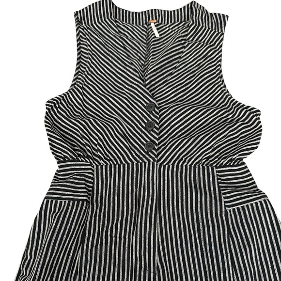 Free People The Liberty Jumpsuits Wide Leg Cotton Black White Striped Size 0 - Picture 5 of 10